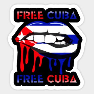 Cuba Flag and Lips Free Patria Cuban Pride y Vida Sticker